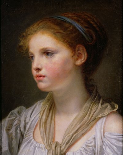 Meisje met een Blauwe Lint door Jean Baptiste Greuze